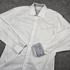 Robert Graham Button Up Shirt Mens 2XL White Flip Cuff Long Sleeve Preppy